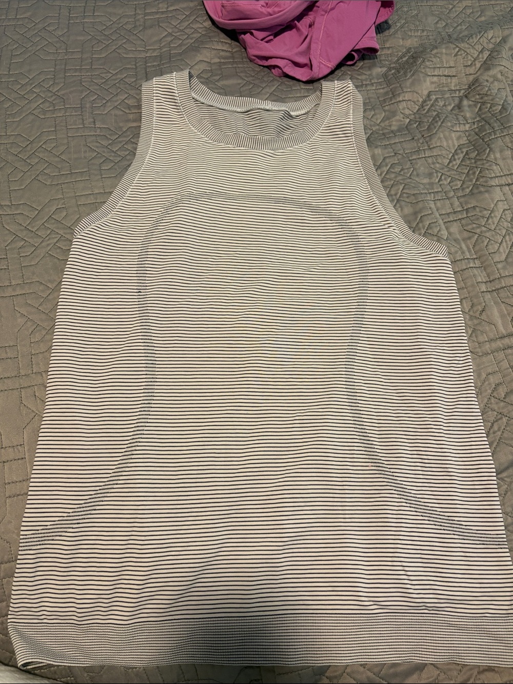 lululemon athletica White and Black Striped Tank Top
